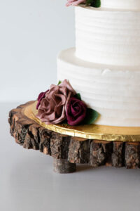 Tree stump wedding cake stand